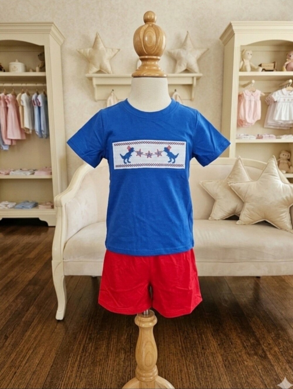 NWT Rylee Faith Designs Patriotic Dino Outfit 🇺🇸